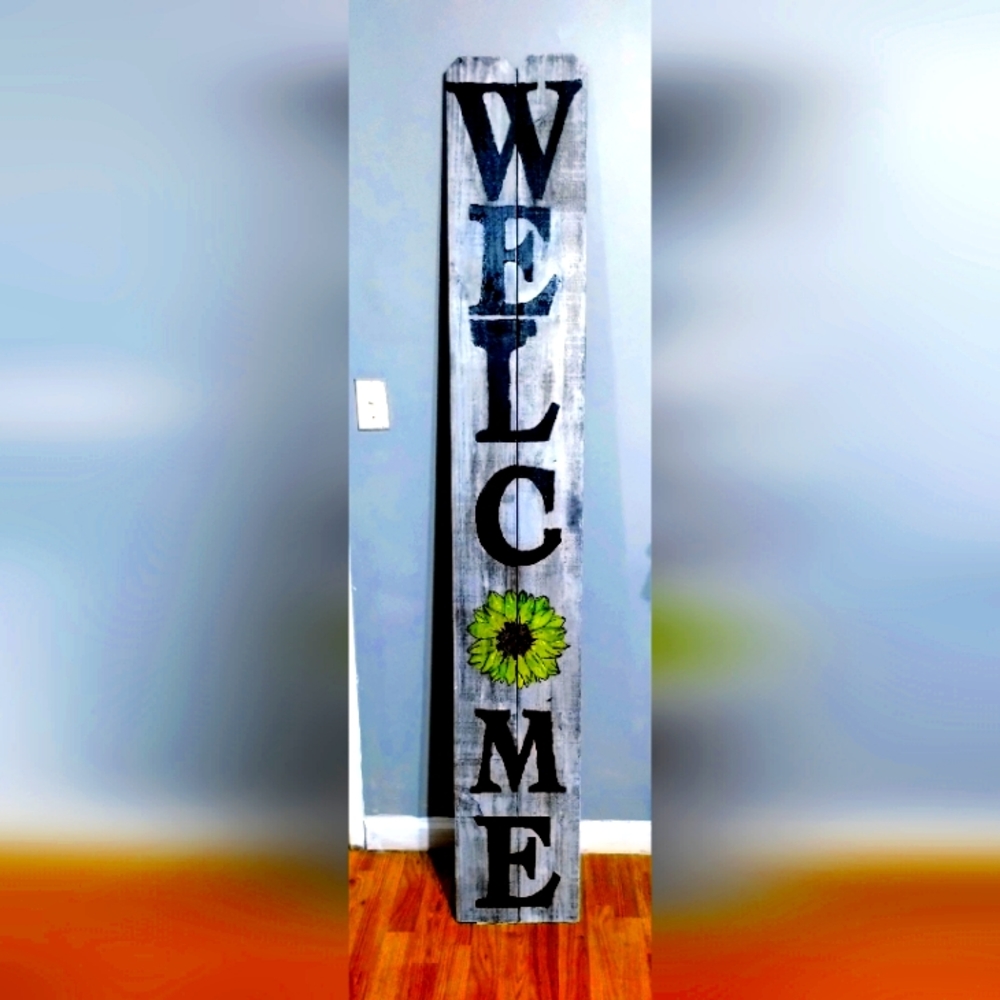 Sunflower themed porch leaner sign